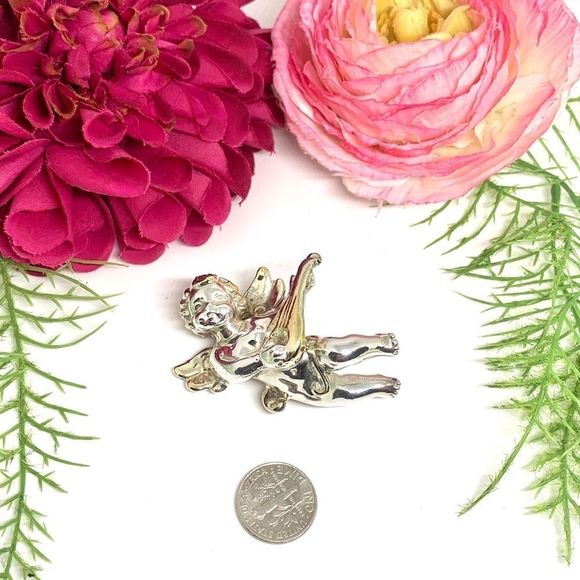 VINTAGE⚜️Sterling Artisan SAM PHILIPE Cherub Pin - Picture 12 of 14